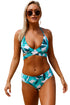 Sexy Tropical Print Cross Top Bikini